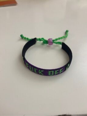 Purple and Green Adjustable Kids Bracelet with Bead Accent